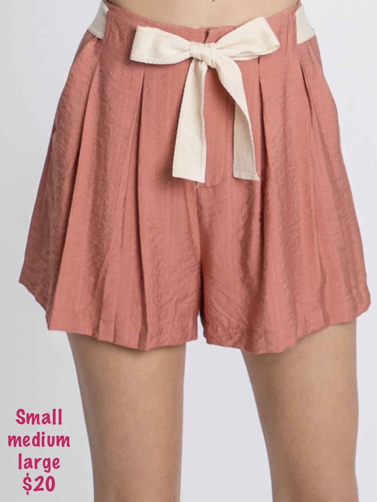 Coral shorts with sassy front tie