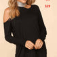 Black long sleeve with silver collar and cold sholder
