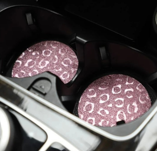 Car coasters Pink on Pink Leopard