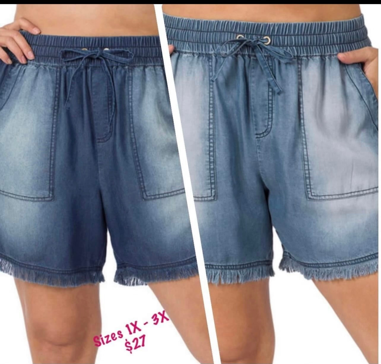 Denim shorts with fray hem