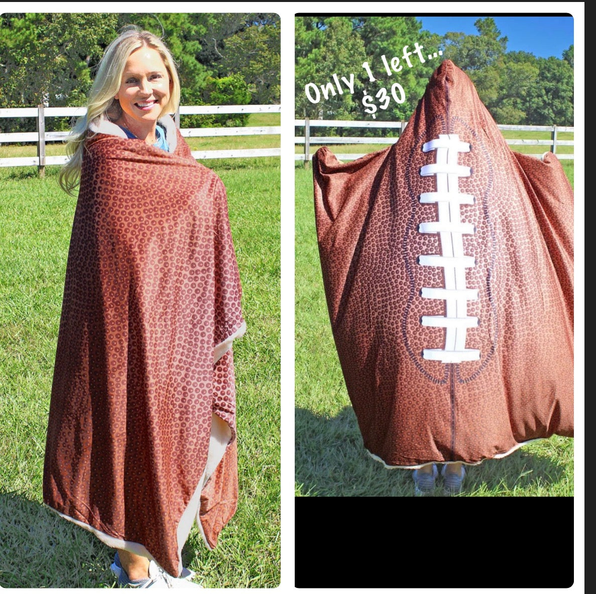 Hoodie football blanket