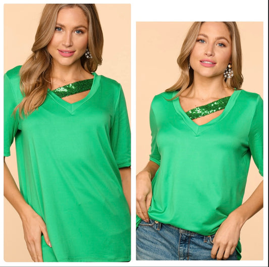 Beautiful green top with bling