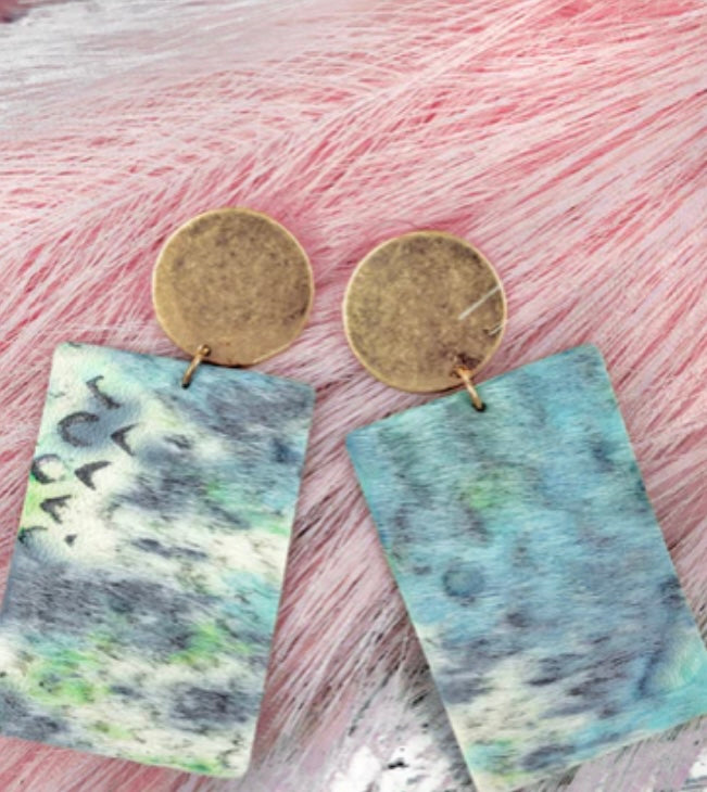 Mint leather earrings