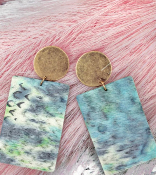 Mint leather earrings