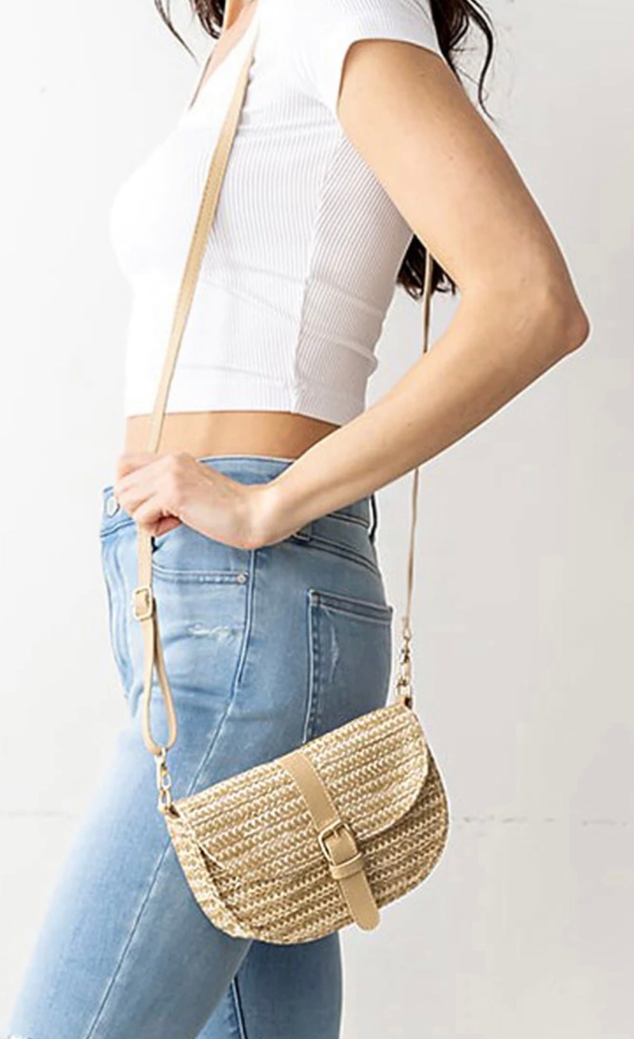 Rattan crossbody purse