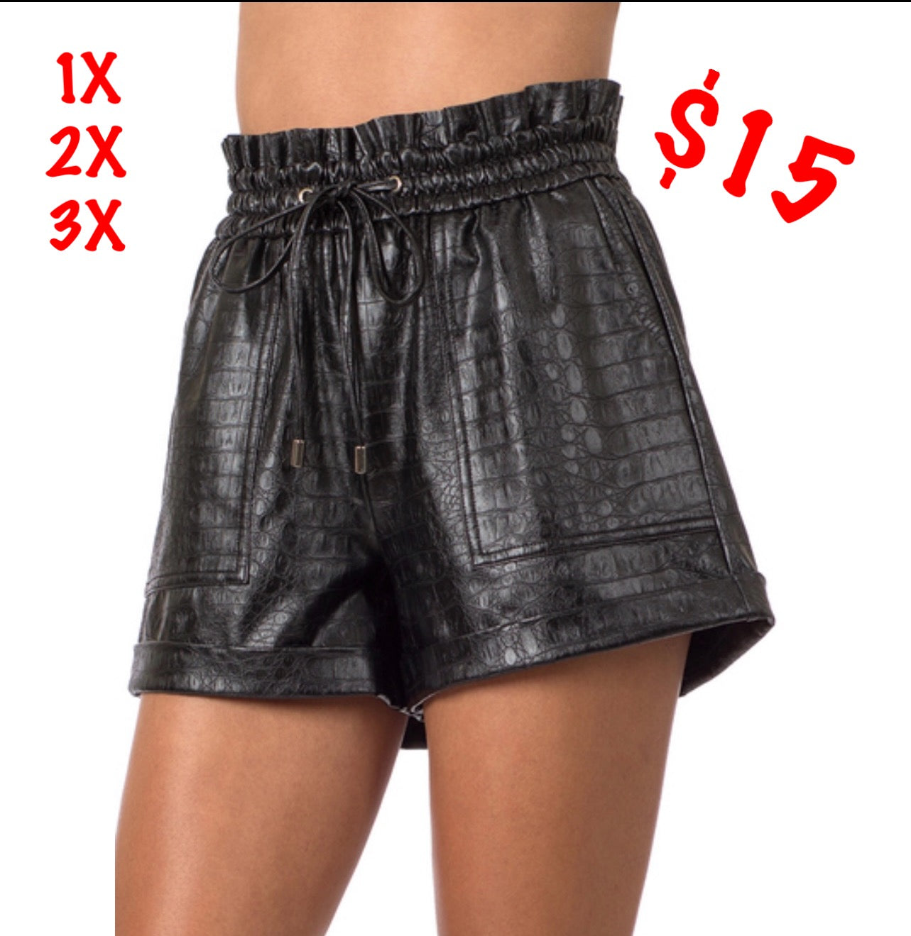 Faux leather shorts