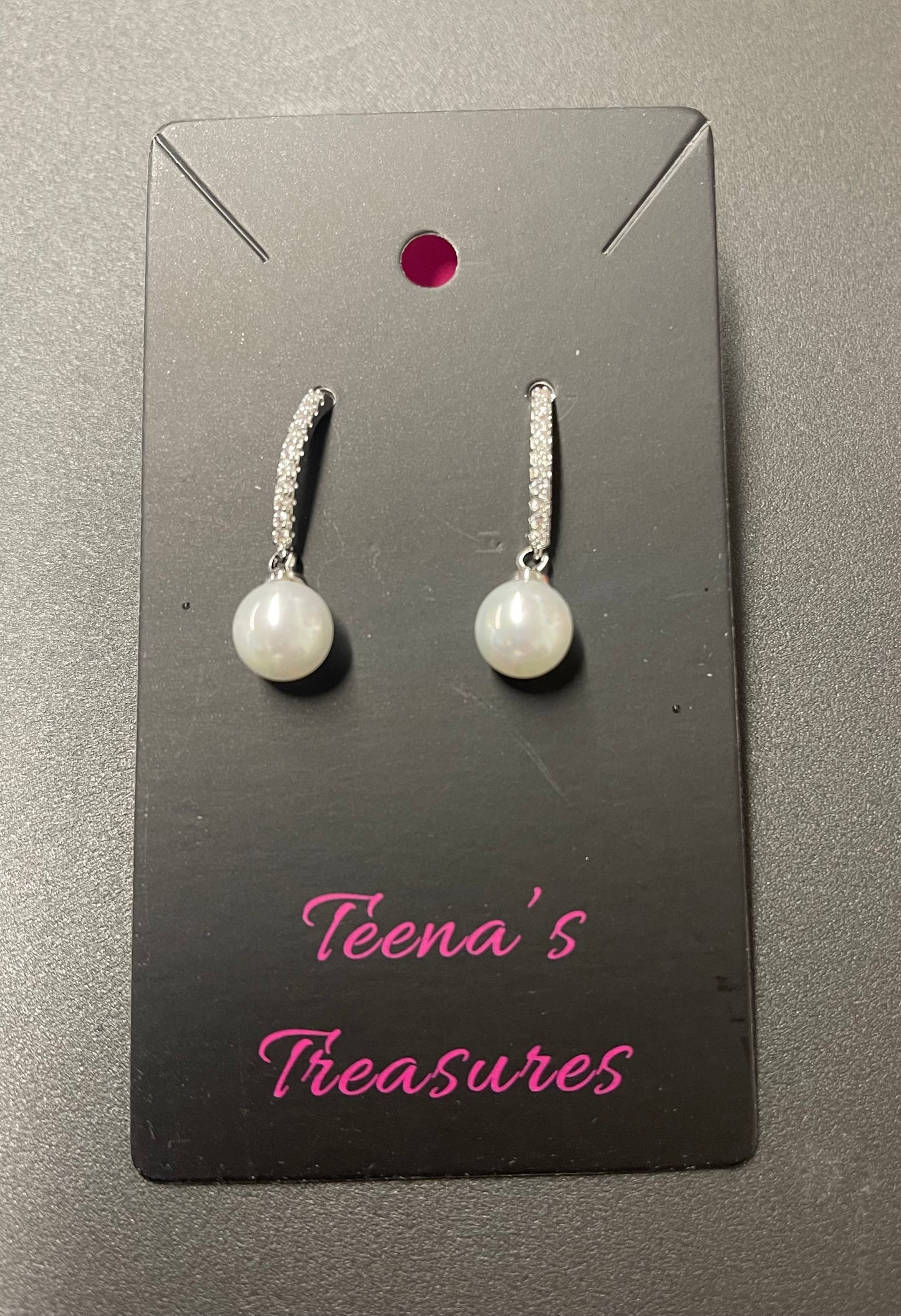 Rhinestone and pearl earrings