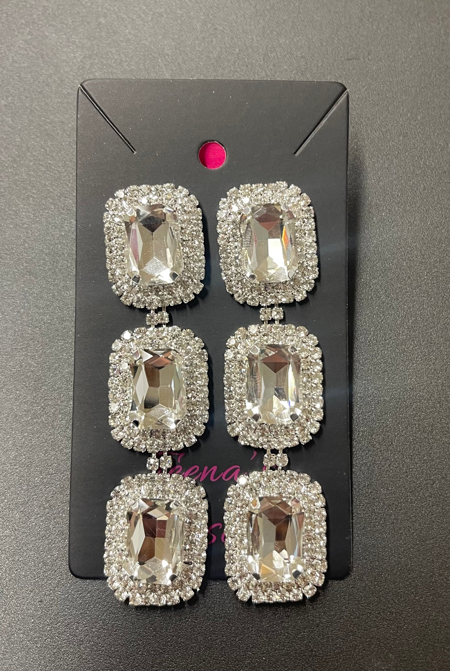 3 tier rhinestone earrings